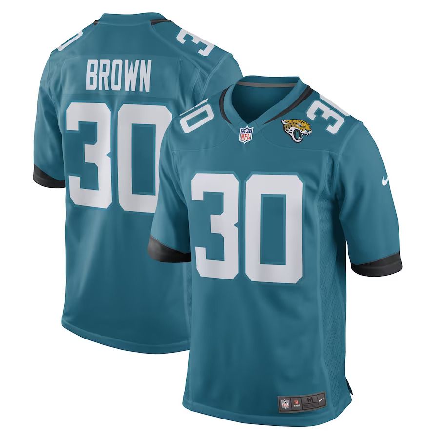Men Jacksonville Jaguars 30 Montaric Brown Nike Teal Game Player NFL Jersey